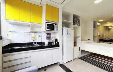 Imagem: O studio possui 1 Dormitório, 1 Banheiro, 1 Vaga na garagem