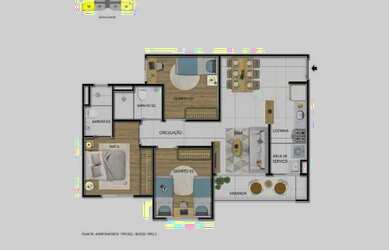 Imagem: O apartamento possui 3 Dormitórios, 2 Banheiros, 1 Vaga na