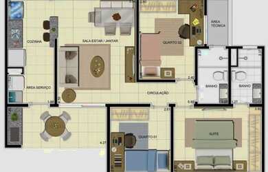 Imagem 6: Piazza di Fiori 79m² 3 quartos 2 vagas no Bairro Flores. Confira a descrição