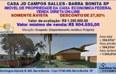 Imagem 1: CASA JD CAMPOS SALLES BARRA BONITA SP DESCONTO DE 27,92