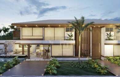 Imagem: A casa em condomínio possui 5 Dormitórios, 5 Banheiros, 450m²