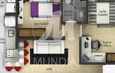 Imagem: O apartamento possui 2 Dormitórios, 1 Banheiro, 1 Vaga na garagem