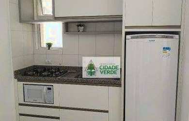 Imagem: O apartamento possui 1 Dormitório, 1 Banheiro, 1 Vaga na garagem