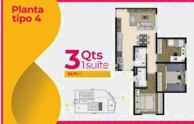 Imagem: O apartamento possui 3 Dormitórios, 2 Banheiros, 2 Vagas na