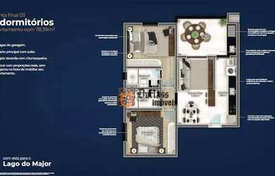 Imagem: O apartamento possui 2 Dormitórios, 2 Banheiros, 2 Vagas na