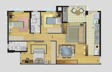 Imagem: O apartamento possui 3 Dormitórios, 1 Banheiro, 2 Vagas na