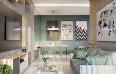 Imagem: O apartamento possui 1 Dormitório, 1 Banheiro, 1 Vaga na garagem