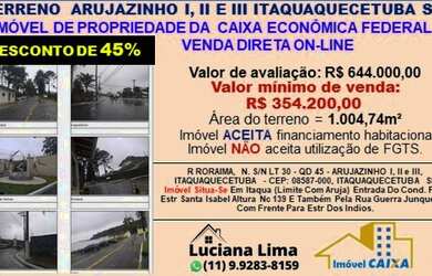 Imagem 1: TERRENO ARUJAZINHO I, II E III ITAQUAQUECETUBA SP DESCONTO DE 45