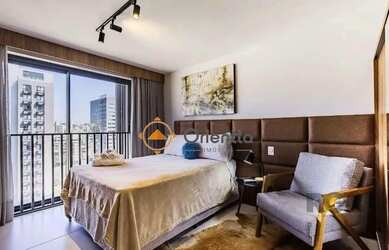 Imagem: O studio possui 1 Dormitório, 1 Banheiro, 26m² de Área e