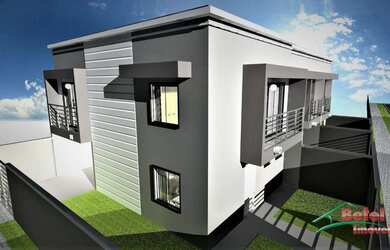 Imagem: A casa possui 3 Dormitórios, 1 Banheiro, 2 Vagas na garagem