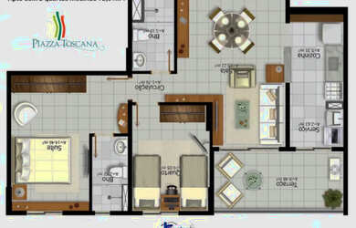 Imagem 15: Piazza Toscana. 2/4. 1 Suíte. 1 Vaga. Torre Livorno. R- 47