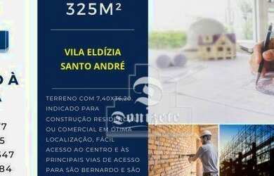 Imagem 1: Terreno à venda, 325 m² por R$ 550.000,00 - Vila Eldízia - Santo André/SP