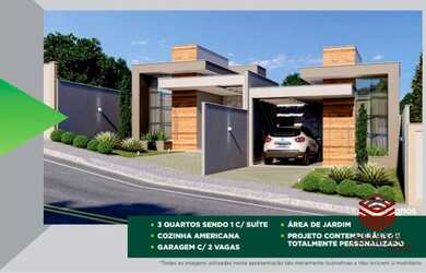 Imagem: A casa possui 3 Dormitórios, 2 Banheiros, 2 Vagas na garagem