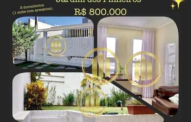 Imagem: A casa possui 3 Dormitórios, 2 Banheiros, 2 Vagas na garagem