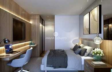 Imagem: O apartamento possui 1 Dormitório, 1 Banheiro, 1 Vaga na garagem