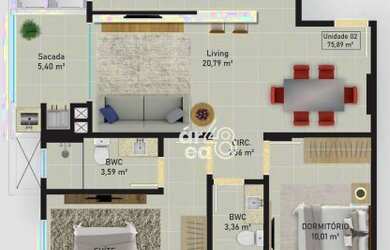 Imagem 14: Apartamento à venda, 75 m² por R$ 394.680,00 - Barreiros - São José/SC