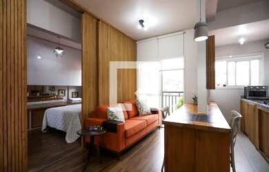 Imagem: O apartamento possui 1 Dormitório, 1 Banheiro, 1 Vaga na garagem