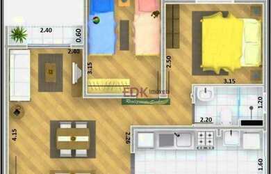 Imagem: O apartamento possui 2 Dormitórios, 1 Banheiro, 1 Vaga na garagem