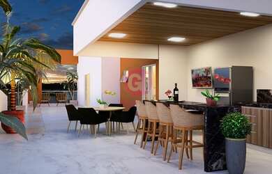 Imagem: O apartamento possui 1 Dormitório, 2 Banheiros, 1 Vaga na garagem