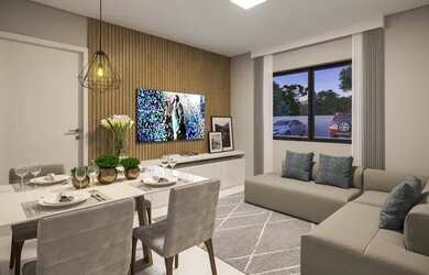 Imagem: O apartamento possui 2 Dormitórios, 1 Banheiro, 1 Vaga na garagem