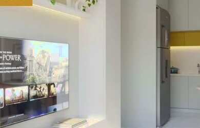 Imagem: O apartamento possui 1 Dormitório, 1 Banheiro, 1 Vaga na garagem