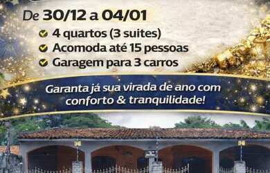 Imagem: A casa possui 4 Dormitórios, Acomodam 15 pessoas, 3 Vagas na