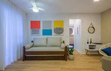 Imagem: O apartamento possui 1 Dormitório, 1 Banheiro, 1 Vaga na garagem