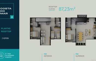 Imagem: O apartamento possui 3 Dormitórios, 1 Banheiro, 1 Vaga na garagem