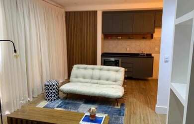 Imagem: O apartamento possui 1 Dormitório, 2 Banheiros, 2 Vagas na