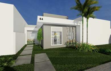 Imagem: A casa possui 3 Dormitórios, 1 Banheiro, 2 Vagas na garagem