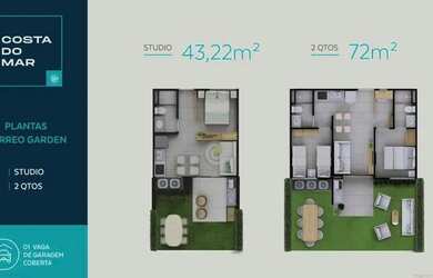 Imagem: O apartamento possui 2 Dormitórios, 1 Banheiro, 1 Vaga na garagem
