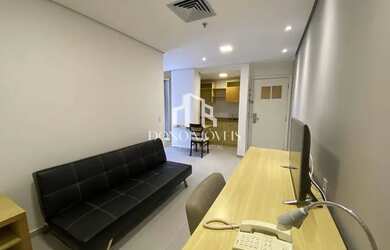 Imagem: O apartamento possui 1 Dormitório, 1 Banheiro, 1 Vaga na garagem