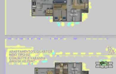 Imagem: O apartamento possui 2 Dormitórios, 2 Banheiros, 1 Vaga na