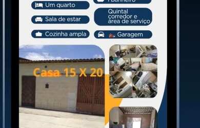 Imagem: A casa possui 1 Dormitório, 1 Banheiro, 1 Vaga na garagem e