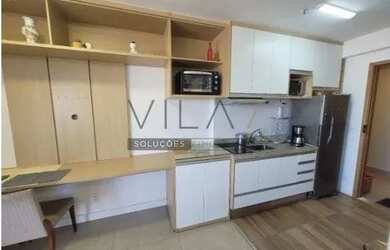 Imagem: O apartamento possui 1 Dormitório, 1 Banheiro, 1 Vaga na garagem