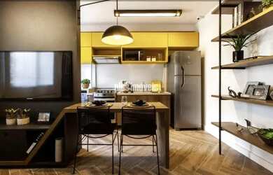 Imagem: O apartamento possui 1 Dormitório, 1 Banheiro, 35m² de Área