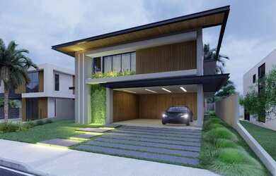 Imagem: A casa em condomínio possui 4 Dormitórios, 5 Banheiros, 4