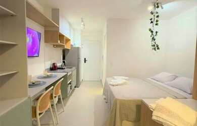 Imagem 5: Studio de 1 quarto, mobiliado, com varanda, linda vista e ótima estrutura no prédio. Perto