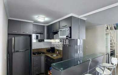 Imagem: O apartamento possui 1 Dormitório, 2 Banheiros, 1 Vaga na garagem