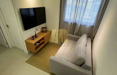 Imagem: O apartamento possui 1 Dormitório, 1 Banheiro, 1 Vaga na garagem