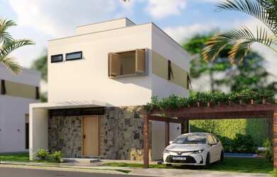 Imagem: A casa em condomínio possui 4 Dormitórios, 2 Banheiros, 2