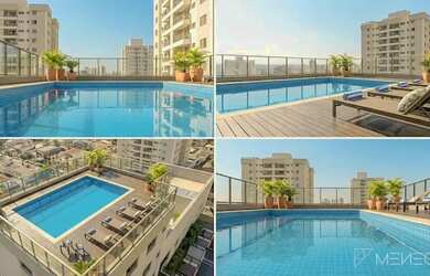 Imagem: O apartamento possui 1 Dormitório, 2 Banheiros, 1 Vaga na garagem