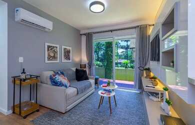 Imagem: O apartamento possui 1 Dormitório, 2 Banheiros, 1 Vaga na garagem