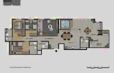 Imagem: O apartamento na cobertura possui 3 Dormitórios, 3 Banheiros