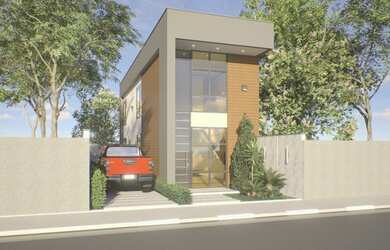 Imagem: A casa possui 3 Dormitórios, 2 Banheiros, 2 Vagas na garagem