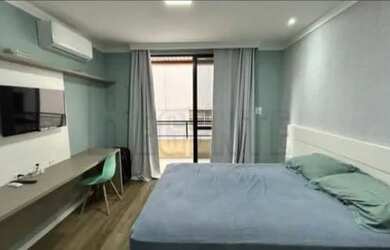 Imagem: O apartamento possui 1 Dormitório, 1 Banheiro, 1 Vaga na garagem