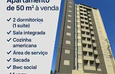 Imagem: O apartamento possui 2 Dormitórios, 2 Banheiros, 1 Vaga na