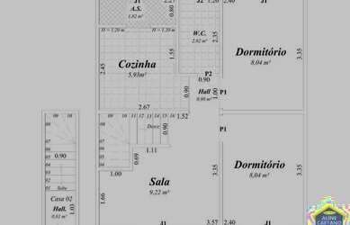 Imagem: A casa possui 2 Dormitórios, 1 Banheiro, 1 Vaga na garagem