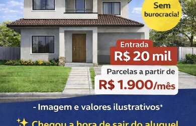 Imagem: A casa possui 3 Dormitórios, 2 Banheiros, 2 Vagas na garagem