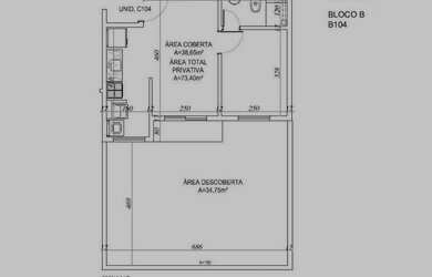 Imagem: O apartamento possui 1 Dormitório, 1 Banheiro, 2 Vagas na garagem